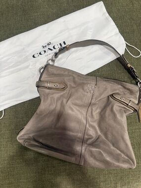 Coach Taupe Brown Leather Hobo Shoulder Bag
